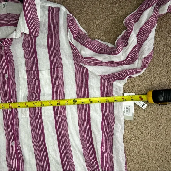 BP Women’s Blouse 4X Button Pink and White Striped Button Down Viscose NWT - Picture 8 of 8